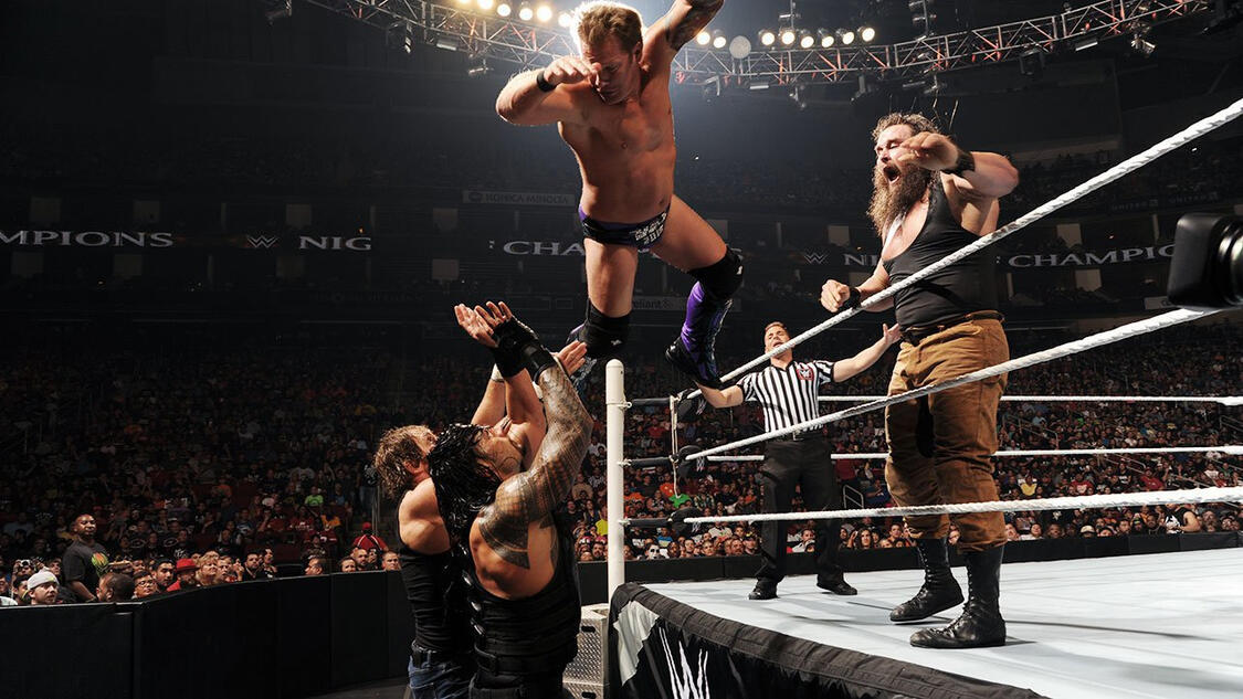 The Wyatt Family def. Roman Reigns, Dean Ambrose & Chris Jericho WWE Photo