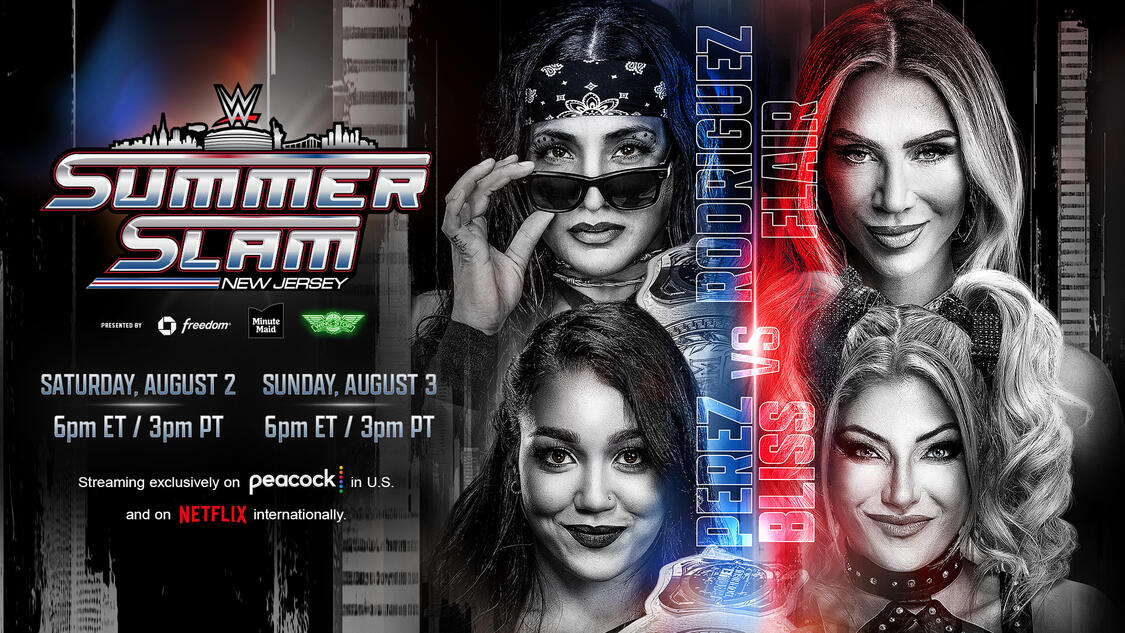 WWE Women's Tag Team Champions Raquel Rodriguez & Roxanne Perez vs. Charlotte Flair & Alexa Bliss WWE Photo
