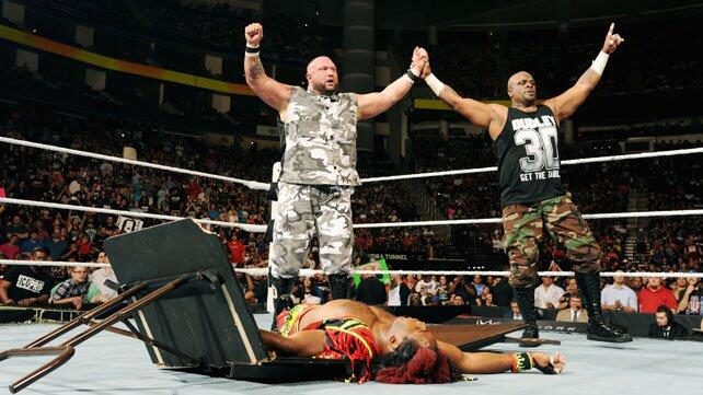 The Dudley Boyz def. WWE Tag Team Champions The New Day by Disqualification WWE Photo